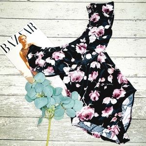 Ivy & Main Velvet Floral Bodysuit